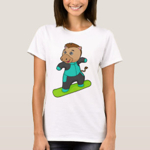 Horse as Snowboarder with Snowboard T-Shirt