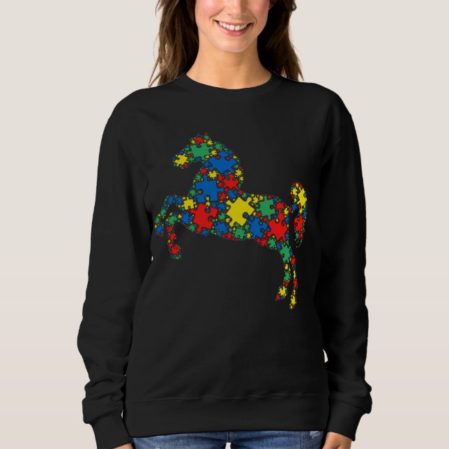 Horse Autism Puzzle for Women Men Kids Autism Awar Sweatshirt (Vorderseite)