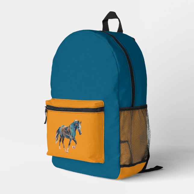 Horse Backpack Bag Bedruckter Rucksack (Rückseitige Ecke Rechts)