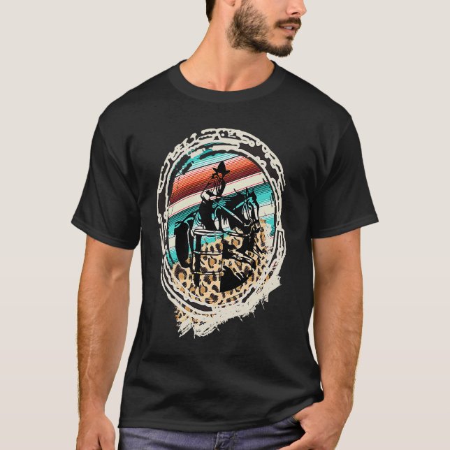 Horse Barrel Racing  Serape Leopard T-Shirt (Vorderseite)