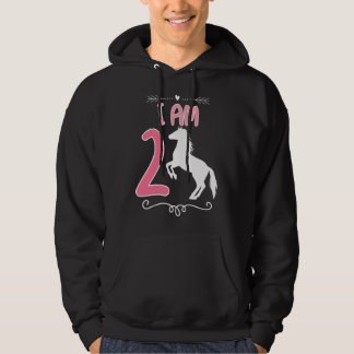 Horse Birthday 2 Years Old Birthday Outfit Girls  Hoodie