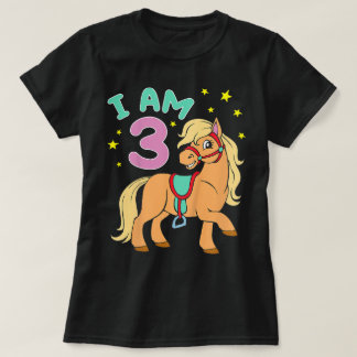 Horse Birthday 3 Years Toddler Girls T-Shirt