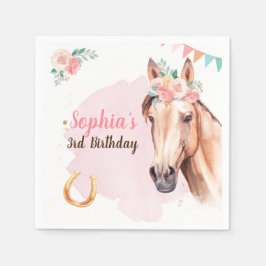 Horse Birthday Cowgirl Party Napkins Girl Pink Serviette