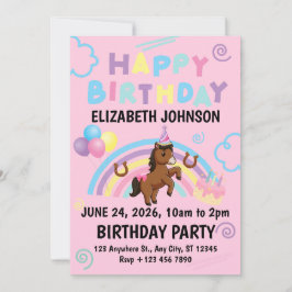 Horse Birthday Invitation in Pink Einladung