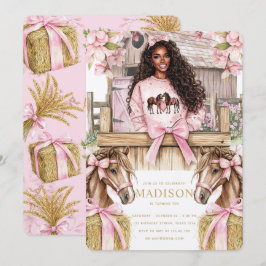 Horse Birthday Invitation with Black Girl Einladung