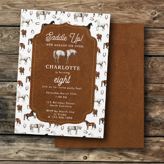 Horse Birthday Theme Cowgirl Cowboy Einladung