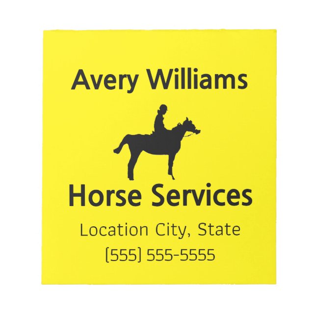 Horse Business Professional Black Yellow Notizblock (Vorderseite)