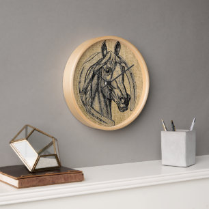 Horse Cameo on Burlap Uhr