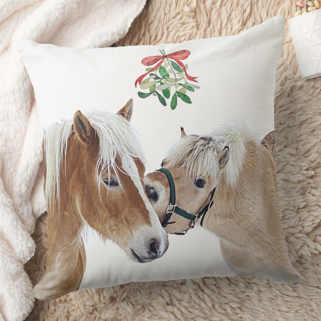 Horse Christmas Mistletoe Niedlich Ponies Reittier Kissen (Von Creator hochgeladen)