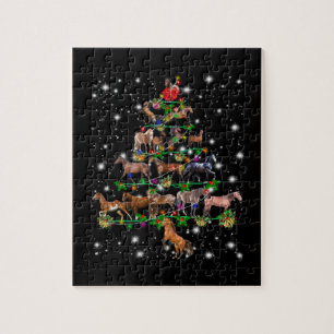 Horse Christmas Tree Covered By Flashlight Puzzle