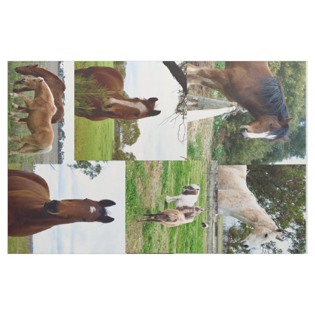 Horse_Collage, Combed Cotton (56" Breite) Material Stoff (Yard (91,4 cm))