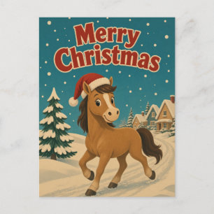Horse Cottage Lane Tier Weihnachten Postkarte