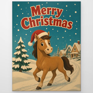 Horse Cottage Lane Tier Weihnachten Postkarte