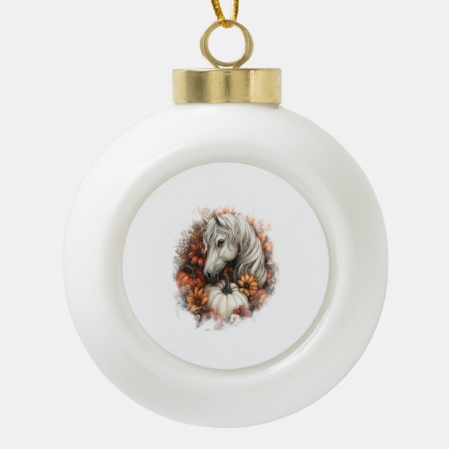 Horse Country Pumpkin Keramik Kugel-Ornament (Vorderseite)