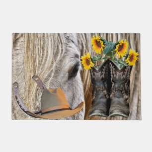 Horse Cowboy Boots Cowboy Hat Horseshoe Fußmatte