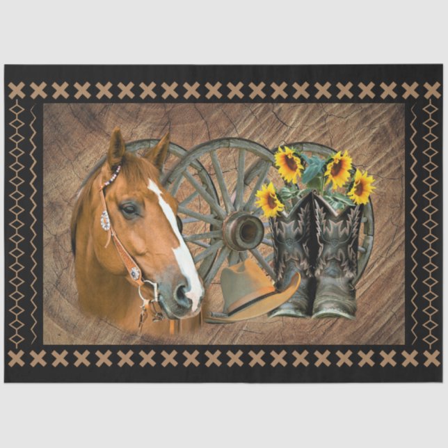 Horse Cowboy Boots Cowboy Hat Seidenpapier (Vorderseite)