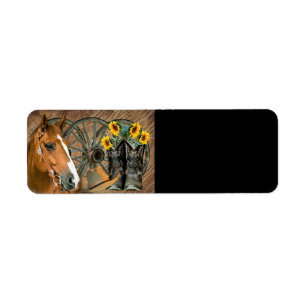 Horse Cowboy Boots Wagon Wheel Sunflowers Western