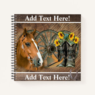 Horse Cowboy Boots Wagon Wheel Sunflowers Western Notizbuch