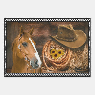 Horse Cowboy Hat Lasso Western Pattern  Geschenkpapier Set