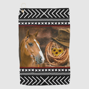 Horse Cowboy Hat Lasso Western Pattern Golfhandtuch
