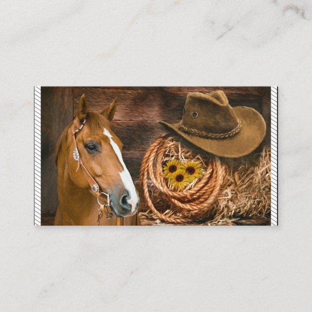 Horse Cowboy Hat Lasso Western Pattern Visitenkarte (Vorderseite)