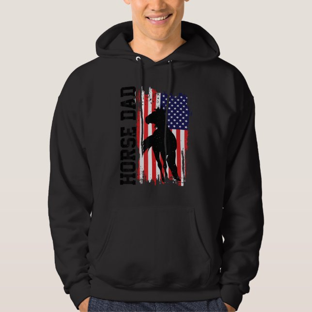 Horse Dad American Flag Like A Regular Dad But Coo Hoodie (Vorderseite)