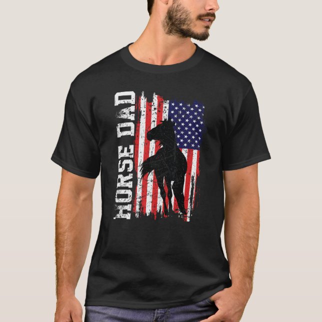 Horse Dad American Flag Like A Regular Dad But Coo T-Shirt (Vorderseite)