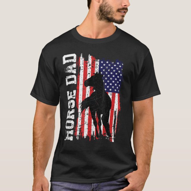 Horse Dad American Flag Like A Regular Dad But Coo T-Shirt (Vorderseite)