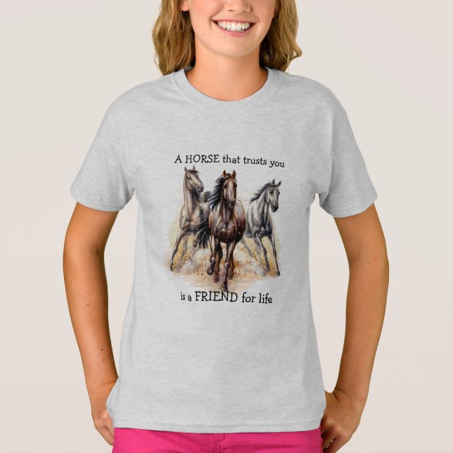 HORSE, dass Trusts FREUND für Leben Zitat T - Shir T-Shirt (Vorderseite)