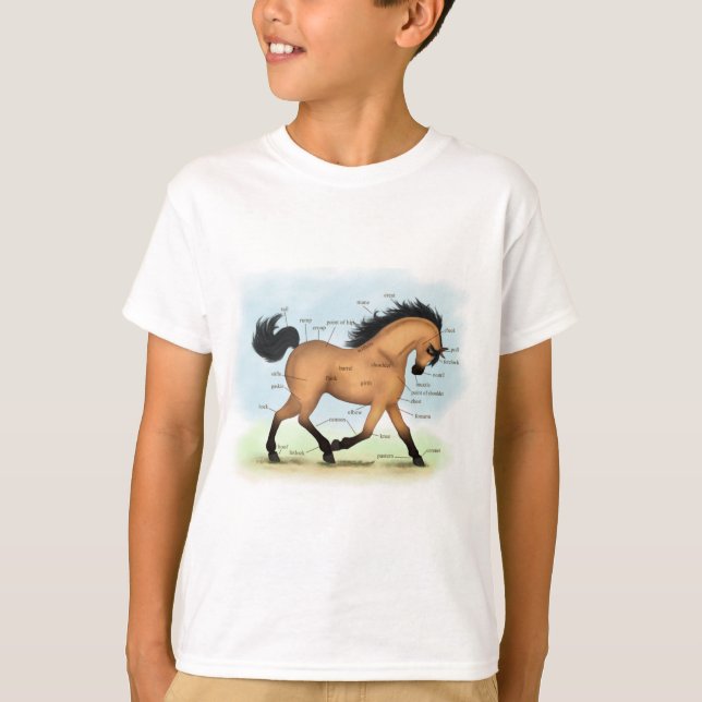Horse Educational Equine Anatomie T-Shirt (Vorderseite)