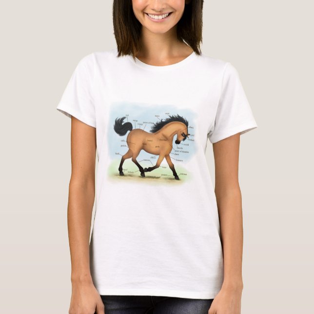 Horse Educational Equine Anatomie T-Shirt (Vorderseite)