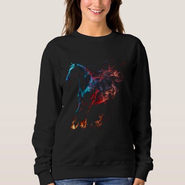 Horse Flames Horse  Retro Rider Horses Sweatshirt (Vorderseite)