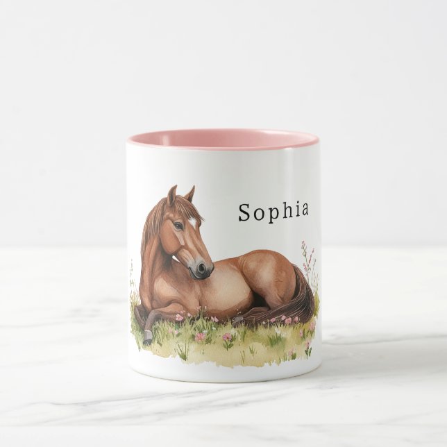 Horse Flowers in Grass Tasse (Zentrum)