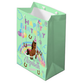 Horse Gift Bag in Green Mittlere Geschenktüte
