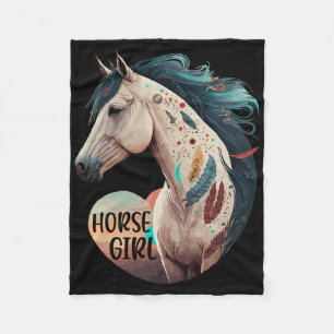 Horse Girl Bohemisch Reiten Fleecedecke