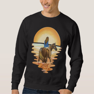 Horse girl matching beatuiful riding into the sea  sweatshirt