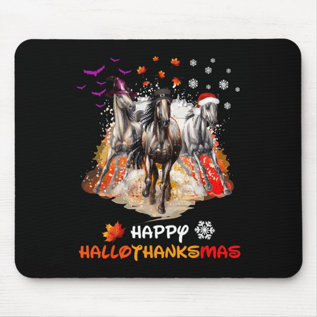 Horse Halloween und frohe Weihnachten Frohe Hallot Mousepad (Vorne)
