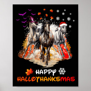 Horse Halloween und frohe Weihnachten Frohe Hallot Poster