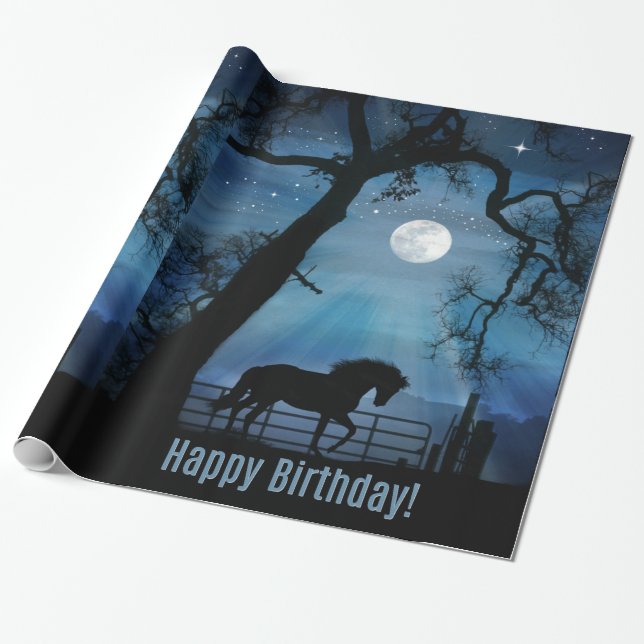 Horse Happy Birthday Wrapping Paper Geschenkpapier (Ungerollt)