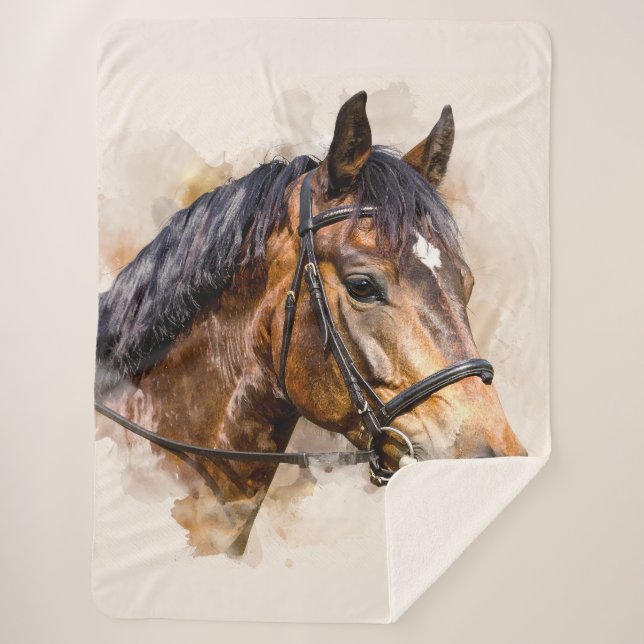 Horse Head Sherpa Blanket Sherpadecke (Vorderseite)
