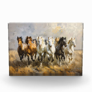 Horse Herd Galloping Mustang Malerei Fotoblock