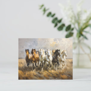 Horse Herd Galloping Mustang Malerei Postkarte