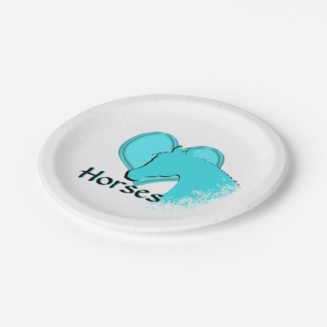 Horse III (aqua) Pappteller (Schrägansicht)