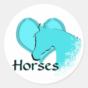 Horse III (aqua) Runder Aufkleber