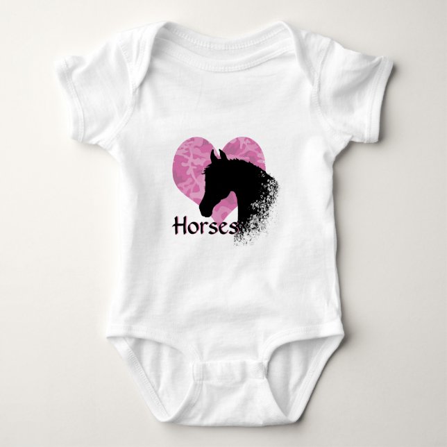Horse III (rosa Camouflage) Baby Strampler (Vorderseite)