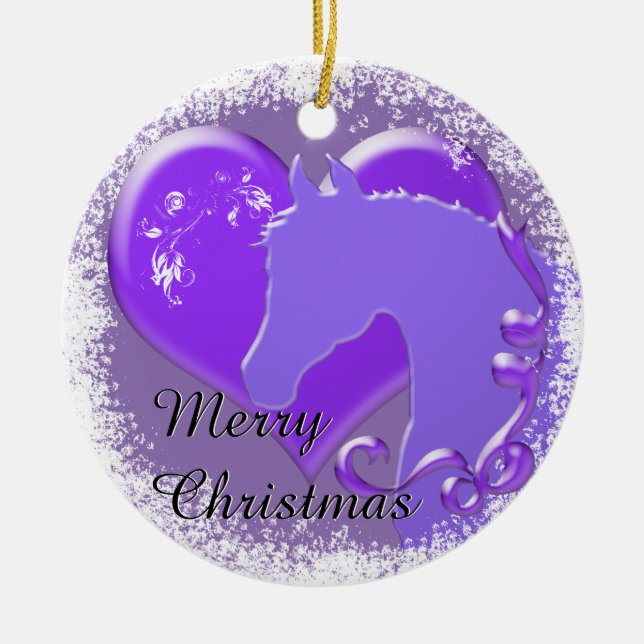 Horse III Urlaub (Lila Pferd/Herz) Keramikornament (Vorne)