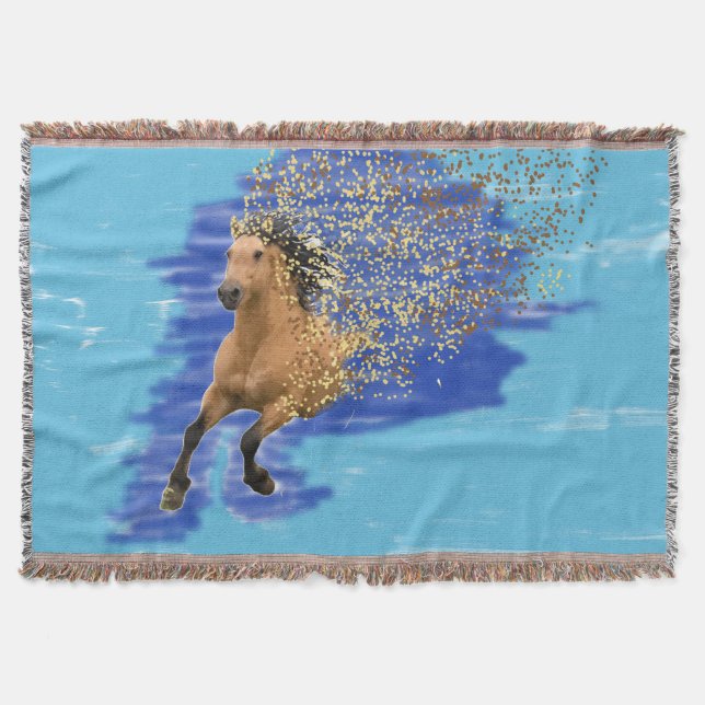 Horse in Motion Abstract Digital Art Throw Blanket Decke (Vorderseite)