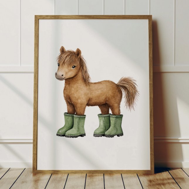 Horse in Sage Green Boots Poster Kids Room Decor (Von Creator hochgeladen)