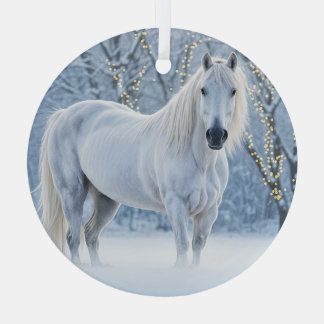 Horse in Snow Pretty Christmas Holiday Ornament Aus Glas