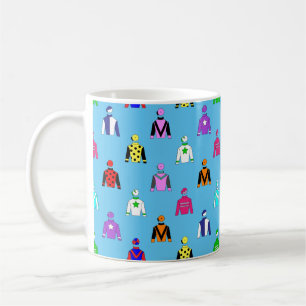 Horse Jockey Silks Muster auf Blue Kaffeetasse